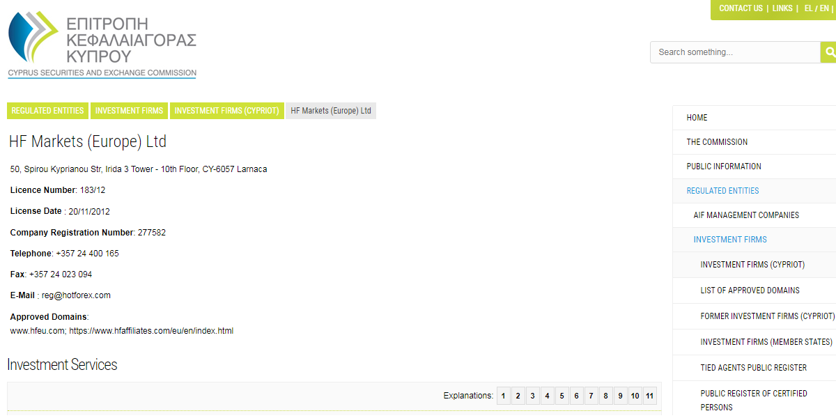 HFM (HF Markets) CySEC Regulation