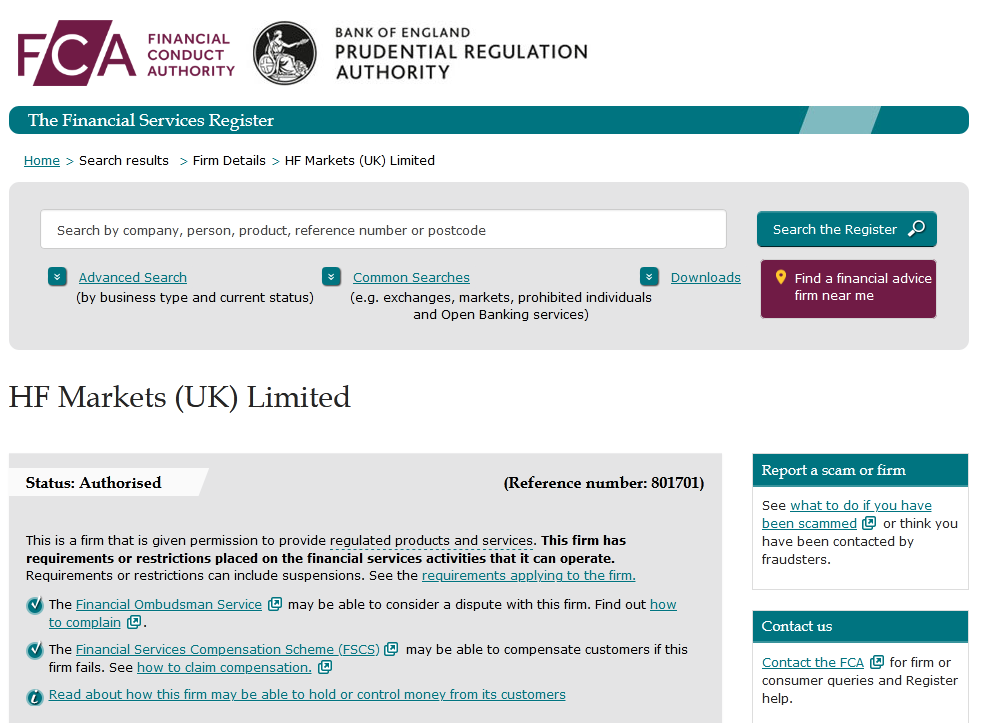 HFM (HF Markets) Regulated with FCA