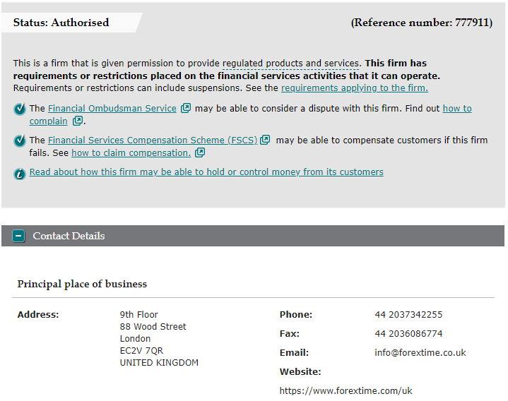 FXTM FCA Regulation